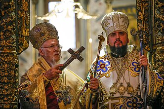 Konstantinopolio ekumeninis patriarchas Baltramiejus I ir Ukrainos ortodoksų bažnyčios metropolitas Epifanijus Konstantinopolio ekumeninis patriarchas Baltramiejus I ir Ukrainos ortodoksų bažnyčios metropolitas Epifanijus