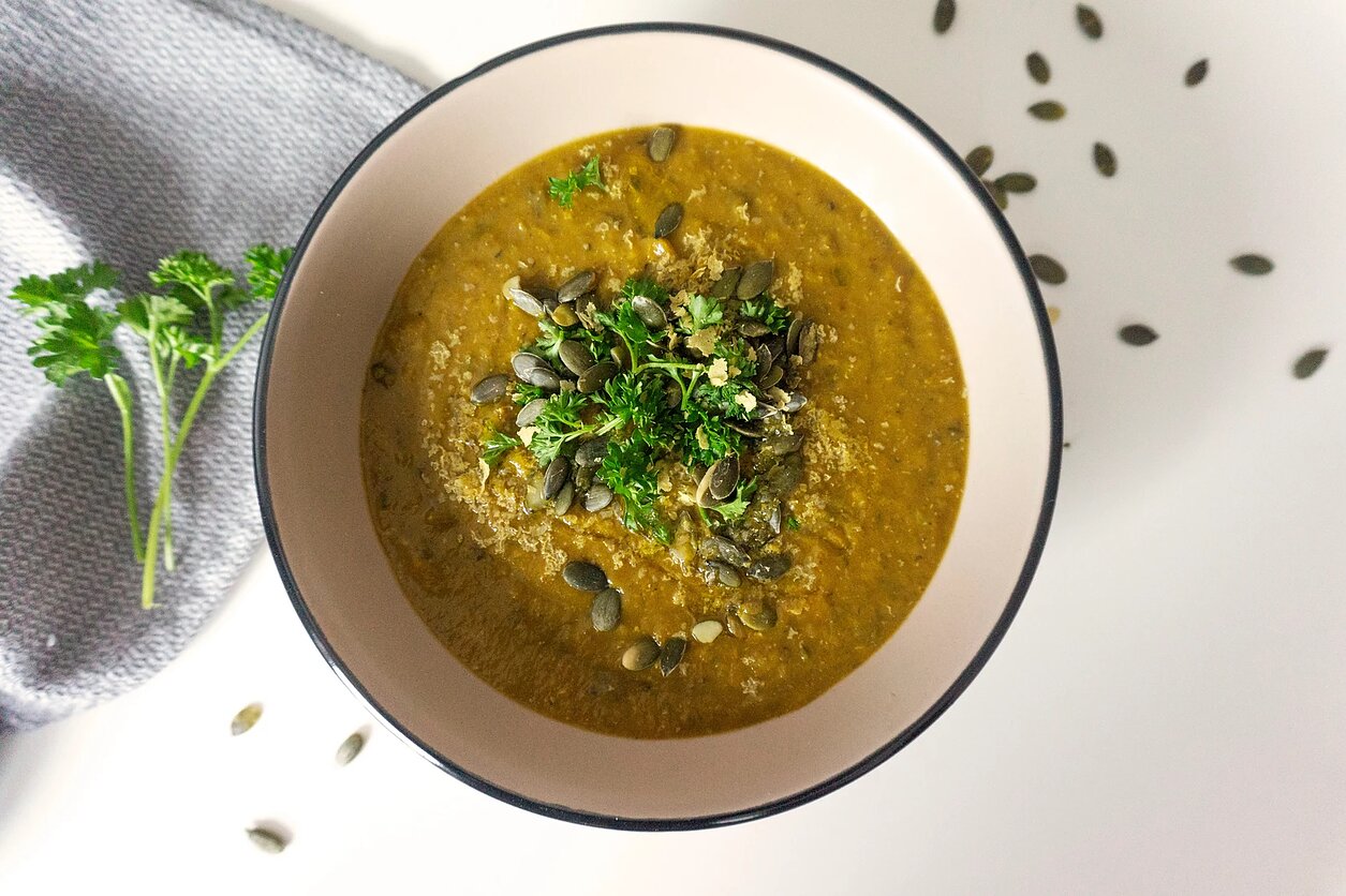 Moliūgų sriuba su džiovintais baravykais