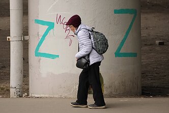 Rusijos invazijos simboliu tapusios Z raidės Maskvoje Rusijos invazijos simboliu tapusios Z raidės Maskvoje