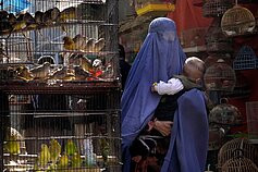 Burkas dėvinčios moterys Afganistane