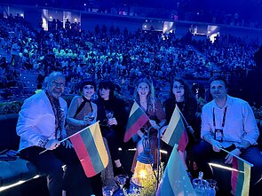Monika Liu and the Lithuanian delegation in the "green room"