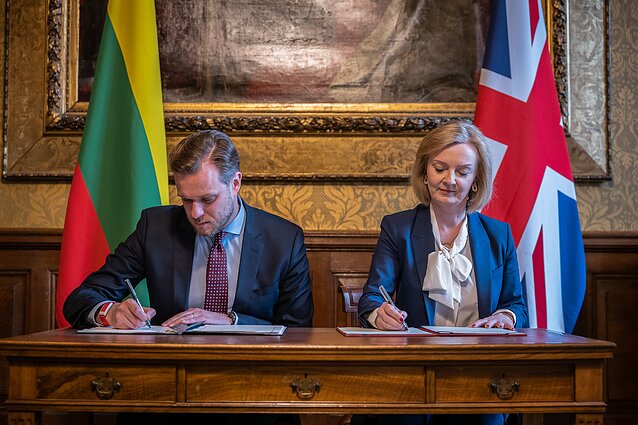 Gabrielius Landsbergis and Elizabeth Truss Gabrielius Landsbergis and Elizabeth Truss