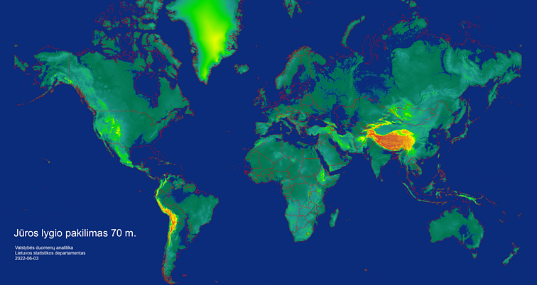 The world in the event of a 70-metre sea level rise