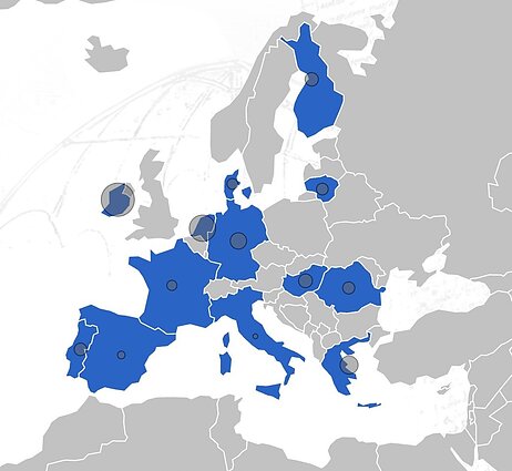 Projekte dalyvaujančių miestų žemėlapis