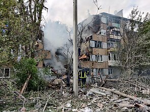 Последствия обстрела в Бахмуте Последствия обстрела в Бахмуте