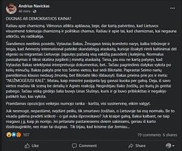 Andriaus Navicko įrašas „Facebook“ Andriaus Navicko įrašas „Facebook“