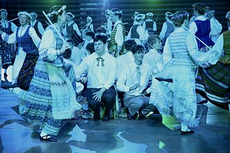 Šiaurės Amerikos lietuvių 16-osios tautinių šokių šventės Filadelfijoje akimirka