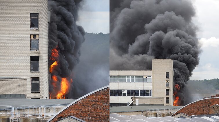 Liepsnose skendi „Kauno baldai“: dangų užtemdė iš pastato besiveržiantys tiršti dūmai, vis dar nerastas gaisro židinys