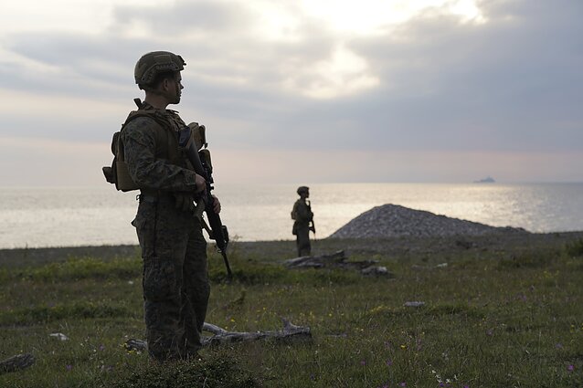 Amerikiečių kariai Švedijos Gotlando saloje BALTOPS pratybų metu Amerikiečių kariai Švedijos Gotlando saloje BALTOPS pratybų metu