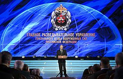 Vladimiras Putinas sako kalbą Rusijos žvalgybos pareigūnams