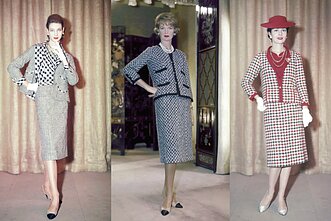 Coco Chanel sukurti tvido kostiumėliai, 1959 m. Coco Chanel sukurti tvido kostiumėliai, 1959 m.