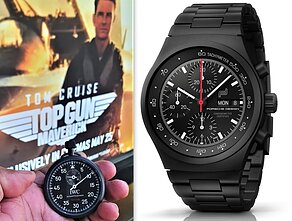 Tik atidžiausi žiūrovai filme pastebėjo šį itin retą „Top Gun“ chronometrą. Jis šmėstelėjo epizode, kai pilotai treniravosi skristi tarpekliu. T. Cruise‘s filme segi „Porsche Design Chronograph 1“. Tai yra subtiliai atnaujintas 1972-ųjų modelis ir jo „All Black Numbered Edition“ versija.