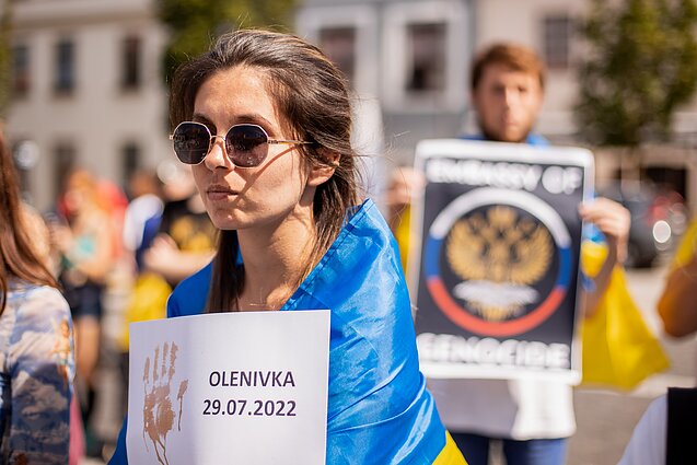 Акция на Ратушной площади Вильнюса в поддержку Украины