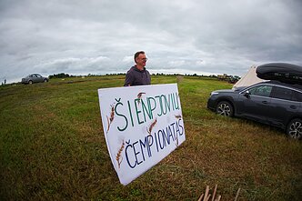Šienpjovių čempionato akimirka Šienpjovių čempionato akimirka