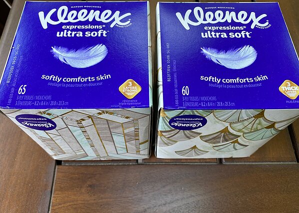 „Kleenex“ nosinaičių skaičius sumažėjo nuo 65 iki 60 „Kleenex“ nosinaičių skaičius sumažėjo nuo 65 iki 60