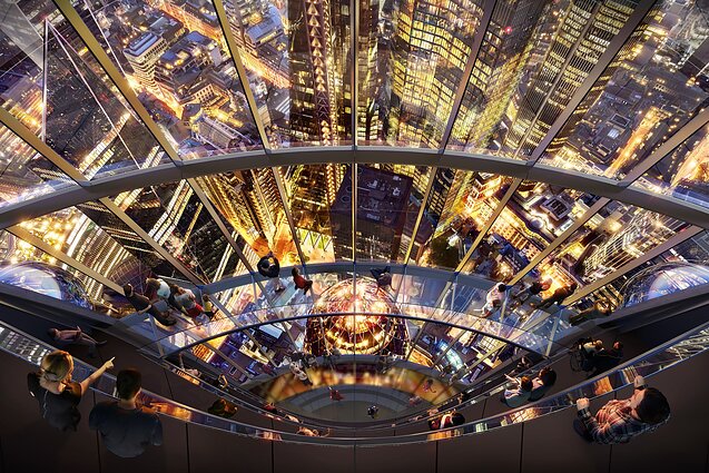 Žvelgiant žemyn, apačioje esantis „The Gherkin“ atrodytų visai mažylis