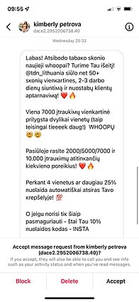 Kamilės gauta žinutė