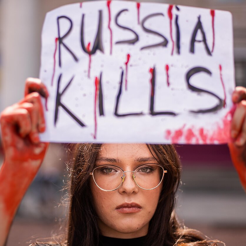 J. Stacevičiaus / LRT nuotr., Demonstracija Vilniaus rotušės aikštėje Ukrainai palaikyti