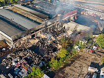 A large fire broke out on Thursday night at a waste recycling plant in Kaunas