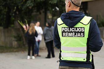 A volunteer police assistant in Vilnius