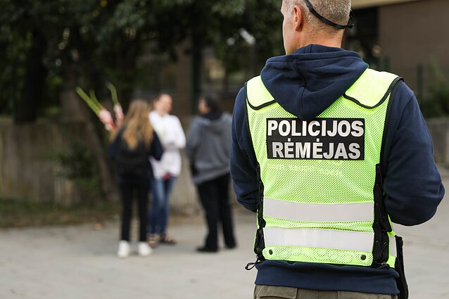A volunteer police assistant in Vilnius