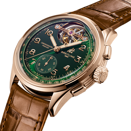 „Breitling Premier B21 Chronograph Tourbillon“ turi COSC sertifikuotą mechanizmą, 55 valandų galios atsargą, nelaidus vandeniui iki 100 m