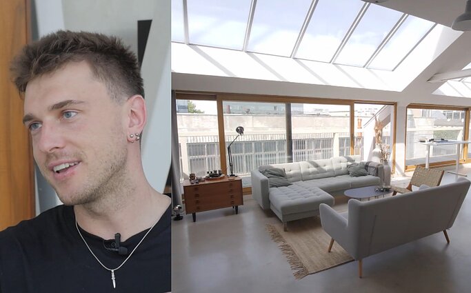 Svetainė, fotostudija ir šokių aikštelė viename: žaisdamas su šviesa fotografas namuose sukūrė funkcionalią erdvę