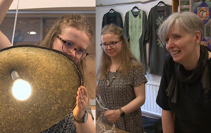 Kavos tirščiai kaip meno priemonė: mama su dukra iš jų kuria ne tik puodelius ar dubenėlius, bet ir šviestuvus