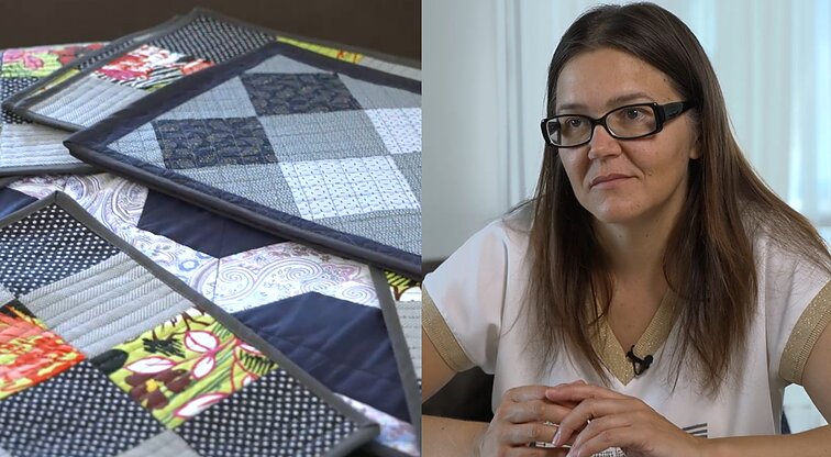 Lilijos rankose nebenaudojama tekstilė virsta pledais, servetėlėmis, pagalvėmis: iš skiautinių galima pasiūti bet ką