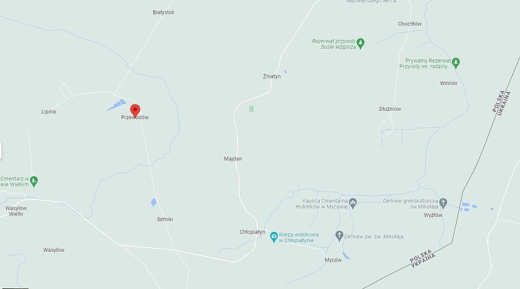 Деревня Пшеводув на карте