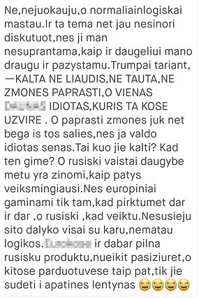 Rusiškų vaistų pardavėjo atsakymas 