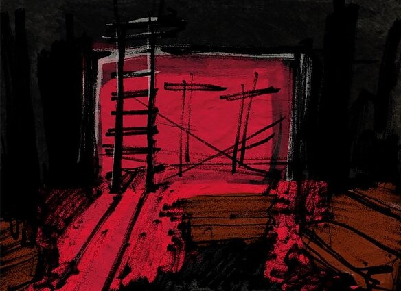 Эскиз Ирины Комиссаровой к спектаклю «Русский роман»