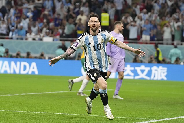 Kaip su Meksika, taip ir su Australija: tankią australų gynybą Messi įveikia tiksliu smūgiu į vartų kampą