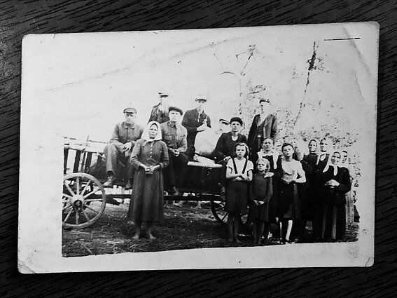 Mockevičiai family sending off their three sons, who were mobilised to the Red Army Mockevičiai family sending off their three sons, who were mobilised to the Red Army