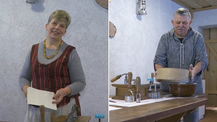 Virbalio bendruomenė tęsia kalėdaičių kepimo tradiciją: girnomis malami miltai, o vietoj aliejaus – vaškas