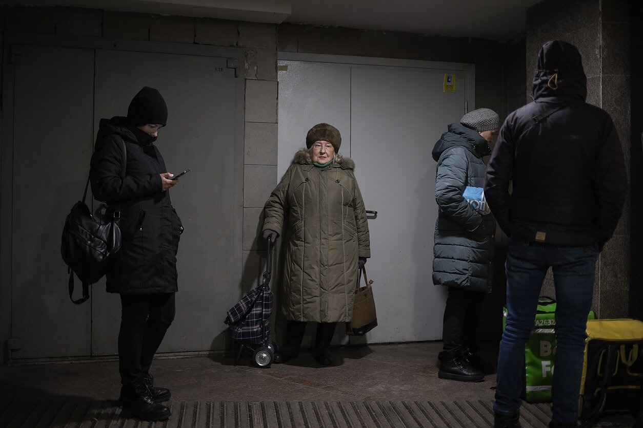 An elderly woman hides in an underground passage during a massive missile attack against Ukraine in early December. Air raid alerts rang out nationwide, as Russia unleashed an aerial barrage against Ukraine’s civilian infrastructure. An elderly woman hides in an underground passage during a massive missile attack against Ukraine in early December. Air raid alerts rang out nationwide, as Russia unleashed an aerial barrage against Ukraine’s civilian infrastructure.