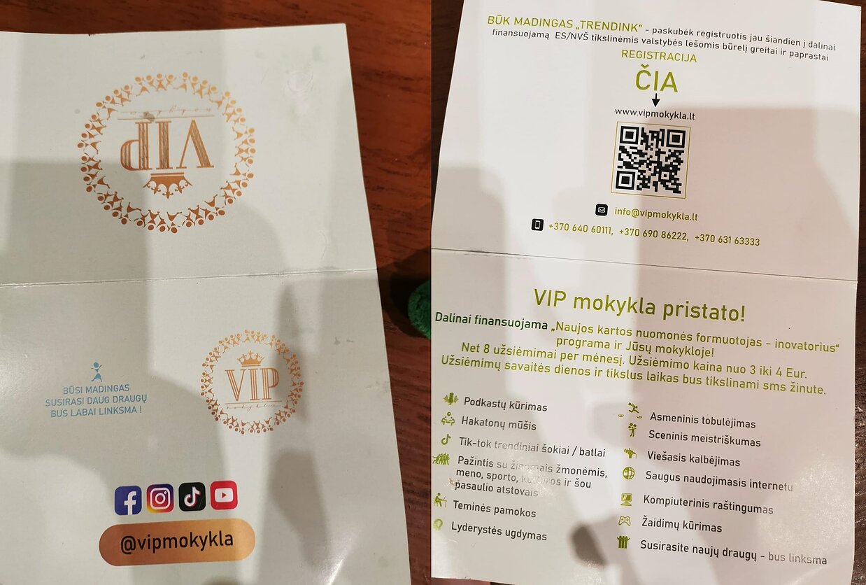 „VIP mokyklos“ siūloma ugdymo programa