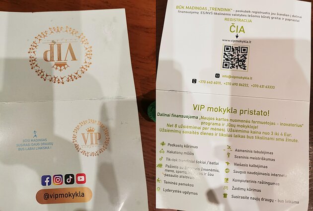 „VIP mokyklos“ siūloma ugdymo programa