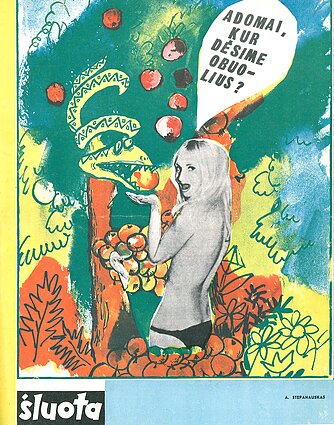 Žurnalo „Šluota“ (nr. 17, 1967) viršelis. A. Stepanauskas. Žurnalas „Šluota“ dažniausiai į seksualumo klausimus žvelgdavo žaidybiškai. Žurnalo „Šluota“ (nr. 17, 1967) viršelis. A. Stepanauskas. Žurnalas „Šluota“ dažniausiai į seksualumo klausimus žvelgdavo žaidybiškai.