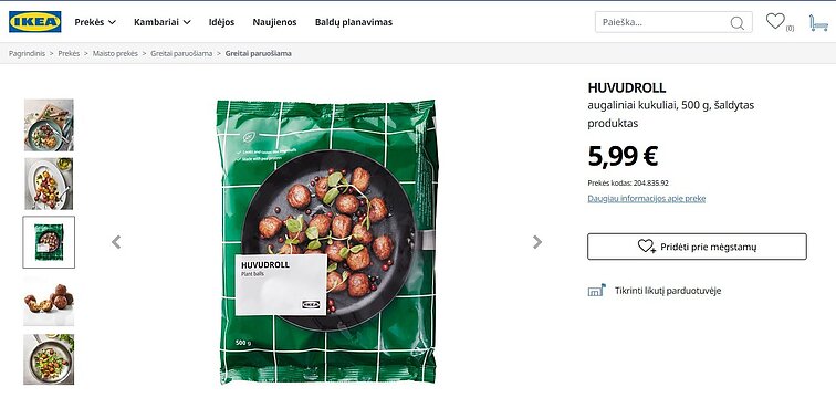 Цена за фрикадельки в Литве