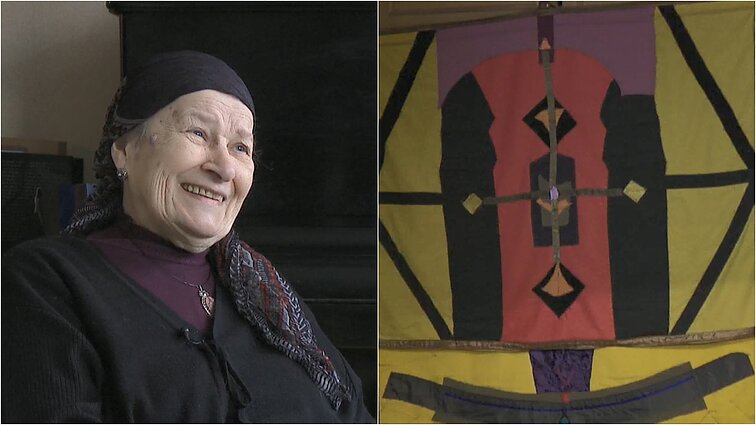Pianistė Skripkutė-Gutauskienė atidarė tekstilės paveikslų parodą: kurti skatino vyras ir noras palikti ką nors anūkams
