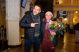 Marius Markevicius ir Rose Namajunas Vilniaus oro uoste