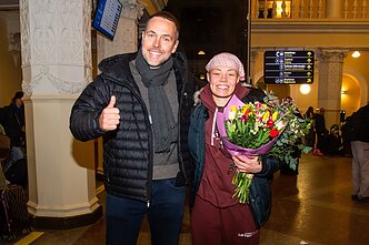 Marius Markevicius ir Rose Namajunas Vilniaus oro uoste