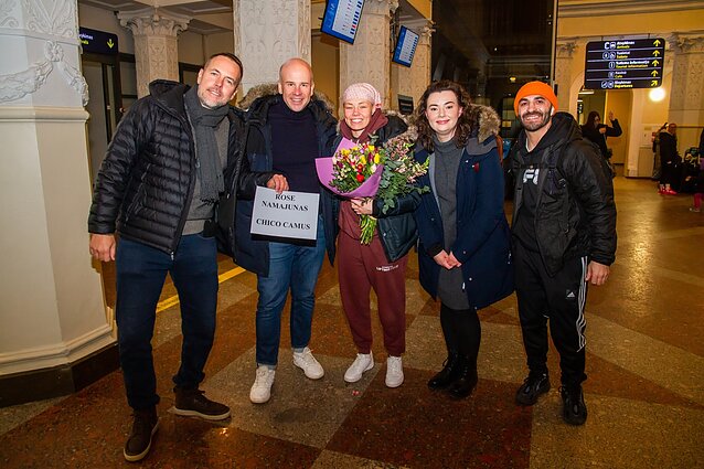 Marius Markevicius ir Rose Namajunas Vilniaus oro uoste