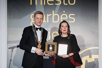 Author Kristina Sabaliauskaitė and Vilnius Mayor Remigijus Šimašius