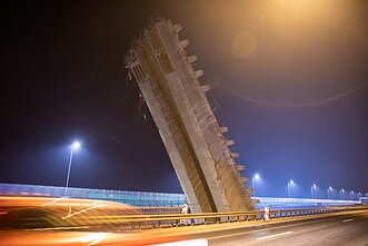 Bridge section collapses during demolition work on Lithuania’s main motorway