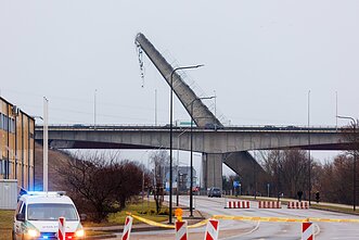 Bridge section collapses during demolition work on Lithuania’s main motorway