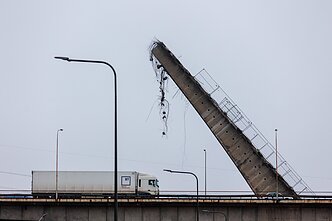 Bridge section collapses during demolition work on Lithuania’s main motorway