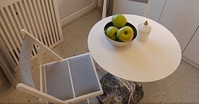 Skulptūrinis virtuvės staliukas Skulptūrinis virtuvės staliukas