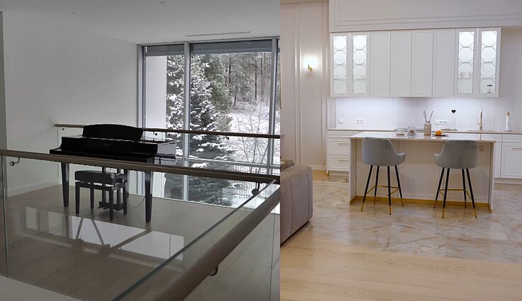 Veranda. Minimalizmo praplėsta erdvė, modernios klasikos derinys ir Siparių svajonių namai